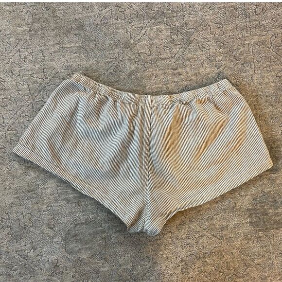 John Galt Keira Cream/Tan Striped Linen Boxer Pajama Shorts Low Rise S - Picture 3 of 4